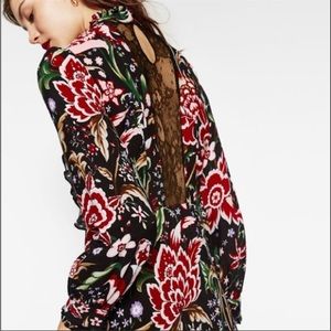 NWOT. Floral black and red dress.